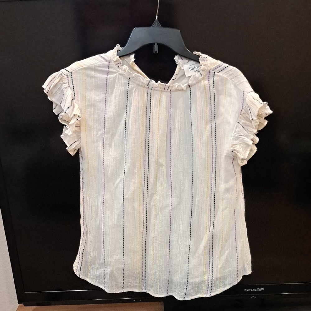 bohme Cream Blouse with Subtle Stripes
